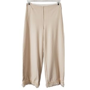 Lysse Kori Crop Pants Ponte Knit High Waist Fringed Hem Size XS